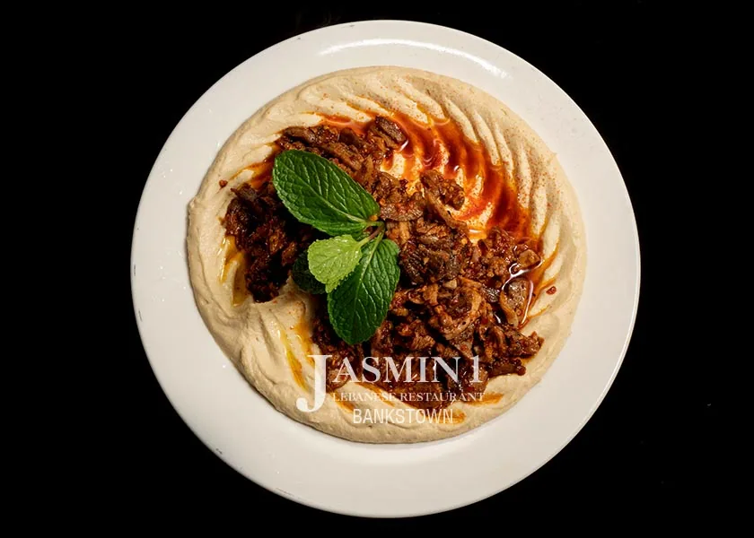 Hommous with Shawarma at Jasmin 1 Bankstown